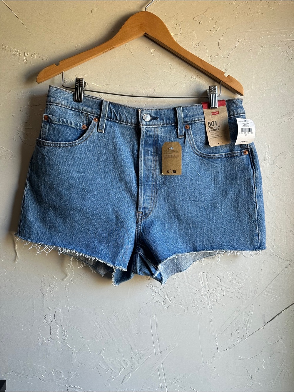 Levi's 501 Original High Rise Cutoff Denim Shorties W34 NWT Y2K 90s